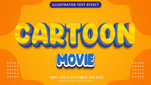 Effet de texte de film de dessin animé modifiable