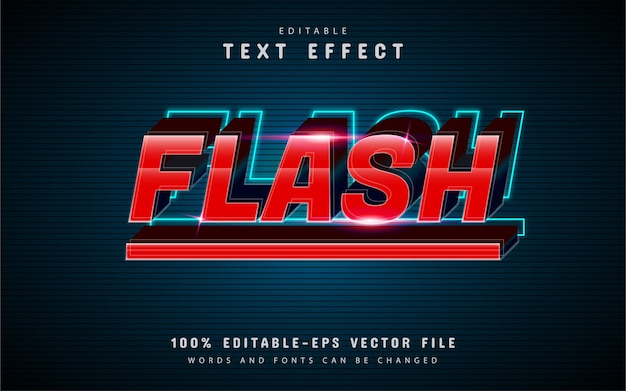 Vecteur effet de texte flash avec dégradé rouge