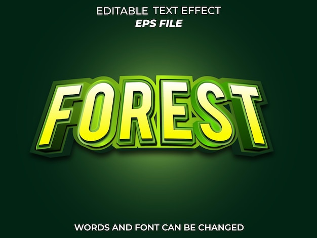 effet de texte de forêt texte 3d modifiable pour le logo et le modèle vectoriel de marque d'entreprise