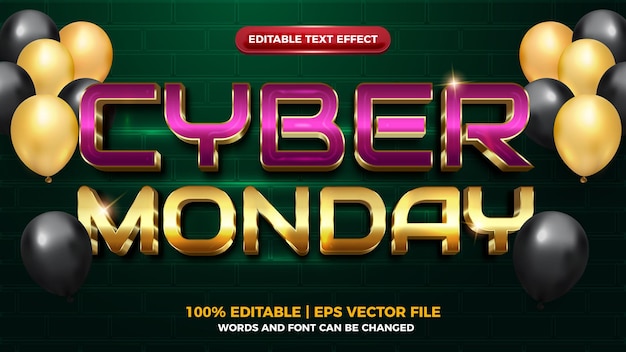 Effet De Texte Futuriste 3d Editbale Cyber Monday