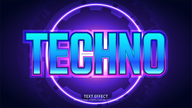 Effet de texte futuriste sur fond de technologie texte remplaçable effets de texte modifiables