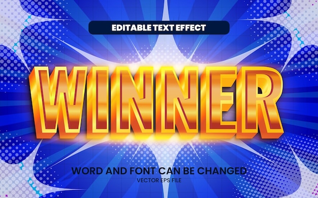 Effet de texte d'un gagnant du jeu d'or