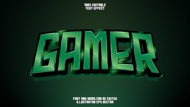 Effet De Texte Gamer Gemme émeraude Brillante Verte Entièrement Modifiable