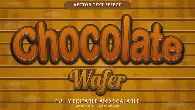 Vecteur effet de texte gaufrette au chocolat modifiable