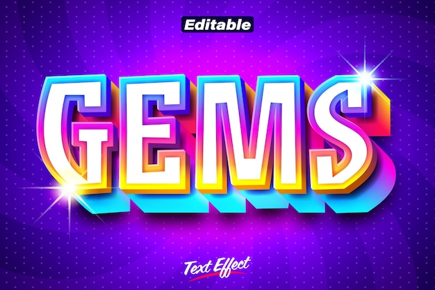 Effet De Texte De Gemmes Brillantes Colorées Avec Des Couleurs Vives