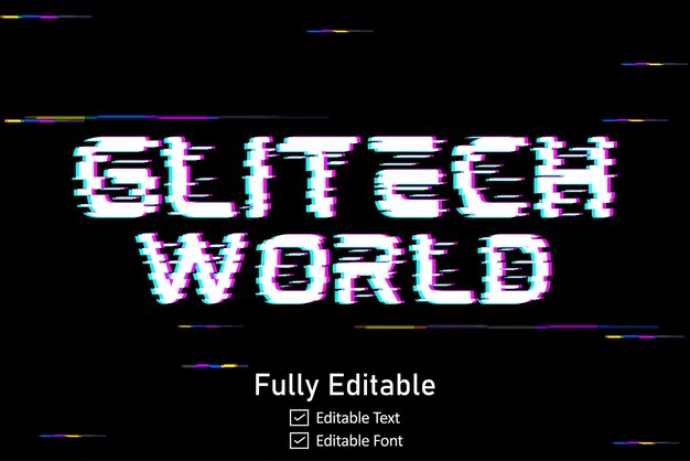 Vecteur effet de texte glitch futuriste pour le texte de jeu vidéo pour l'effet de texte glitch cyberpunk modifiable