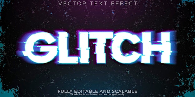 Effet de texte glitch modifiable hack et style de texte de distorsion