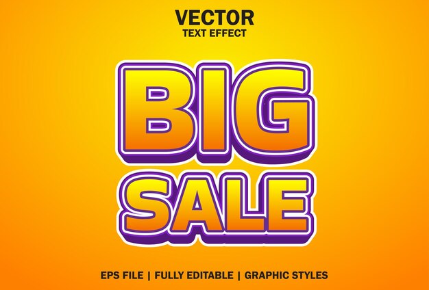 Effet de texte de grande vente avec couleur orange et modifiable