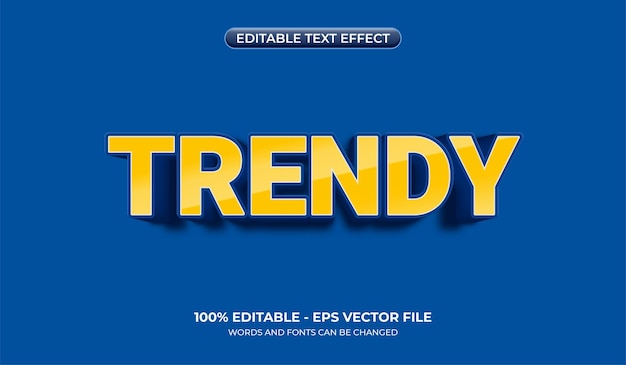 Effet de texte en gras à la mode Effet de police dégradé jaune modifiable pour le titre des ventes sur fond bleu