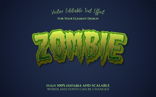 Vecteur effet de texte halloween horreur zombie, style de texte effrayant et rouge modifiable