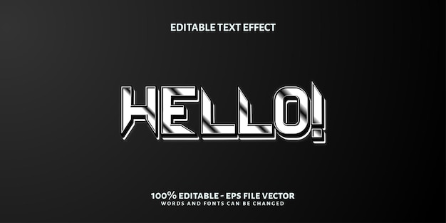Effet de texte Hello 3D Effet de texte modifiable Vecteur premium