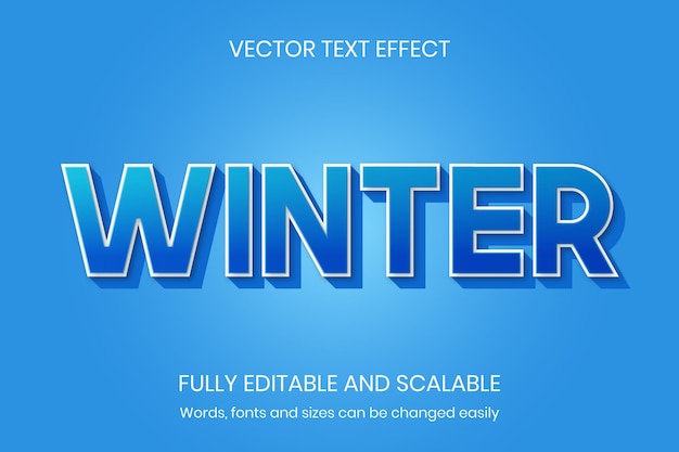 Vecteur effet de texte d'hiver