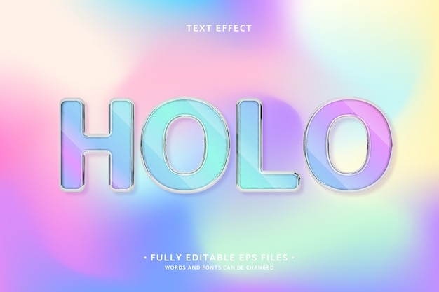 Vecteur effet de texte holographique réaliste