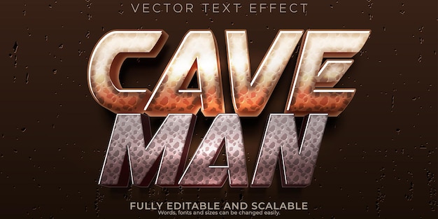 Vecteur effet de texte de l'homme des cavernes style de texte de rock et de jeu modifiable