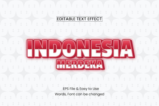 Vecteur effet de texte indonésie indonésie merdeka effet de texte vecteur effet de texte modifiable lettre indonésie