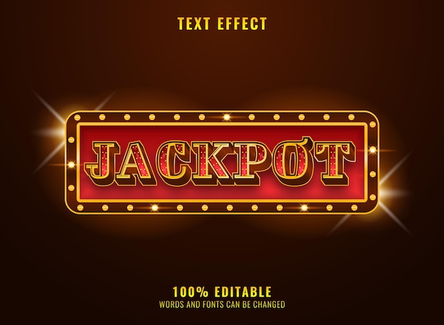 Effet de texte de jackpot de casino de luxe avec badge