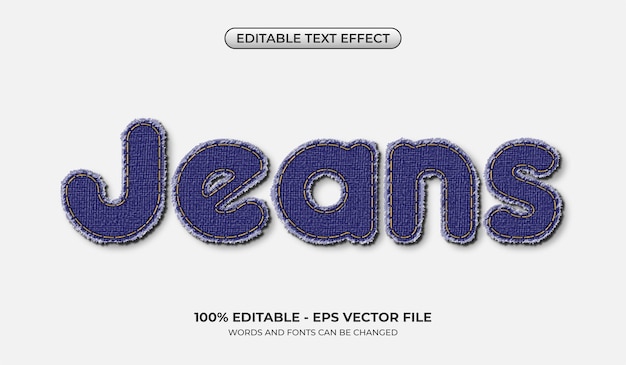 Effet De Texte Jeans Réaliste Effet De Texte Denim Tridimensionnel Modifiable Styles Graphiques Clothcut