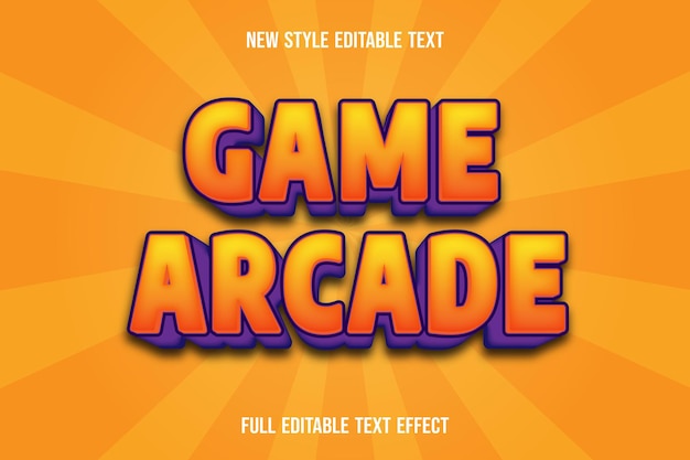 Effet de texte jeu arcade couleur orange et violet