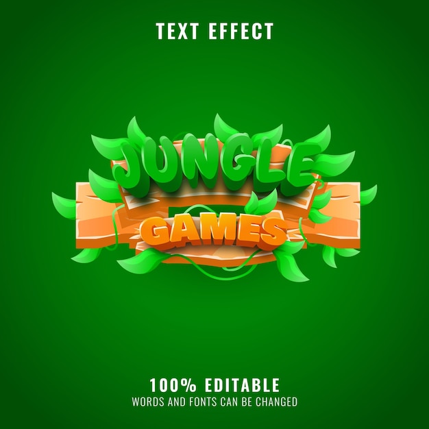 Effet De Texte De Jeux De Jungle En Bois Amusant Parfait Pour Le Logo Et Le Titre De Votre Jeu