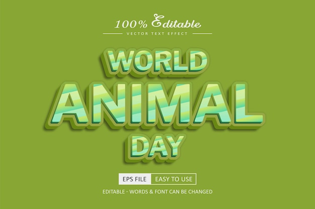 Effet De Texte De La Journée Mondiale Des Animaux Modifiable