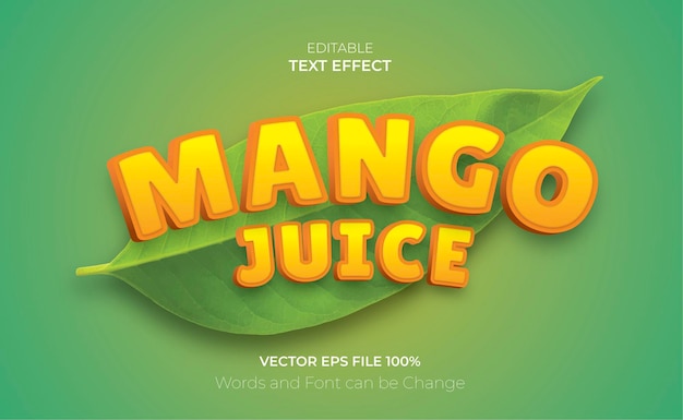 Vecteur effet de texte de jus de mangue