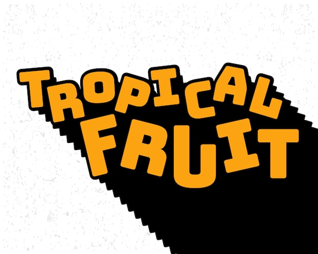 Effet de texte à longue ombre typographie de fruits tropicaux dans le style de couleur jaune et blanc
