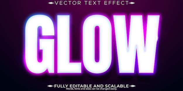 Effet de texte lumineux au néon, style de texte rétro et brillant modifiable