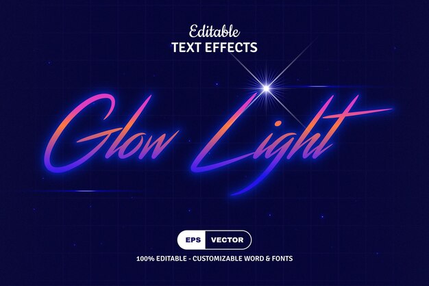 Vecteur effet de texte lumineux au néon