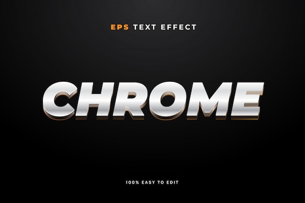 Effet de texte en métal chromé