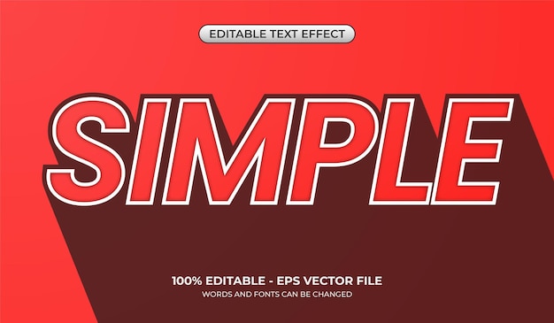 Effet de texte minimaliste et simple avec effet d'ombre portée Styles graphiques rouges modifiables