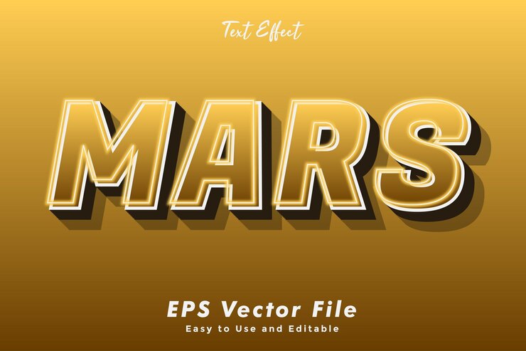 Effet de texte moderne de Mars. modifiable et facile à utiliser. effet de typographie