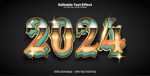 Vecteur effet de texte modifiable 2024 dans un style tendance moderne