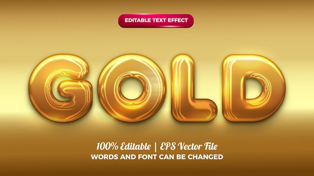 Effet de texte modifiable en 3d audacieux chrome doré