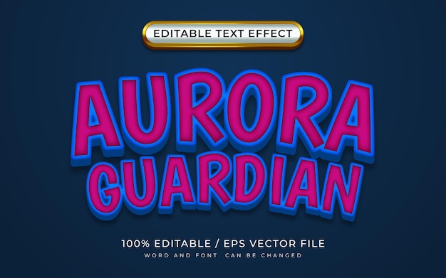 Vecteur effet de texte modifiable 3d aurora guardian