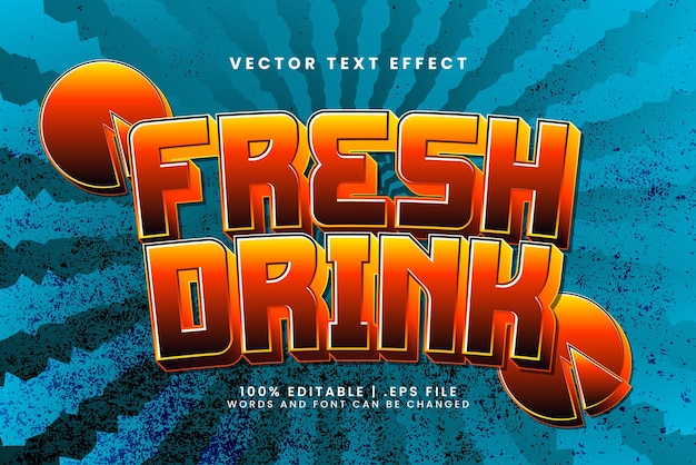 Effet De Texte Modifiable 3d De Boisson Fraîche Avec Un Style De Texte Orange Et Fruit