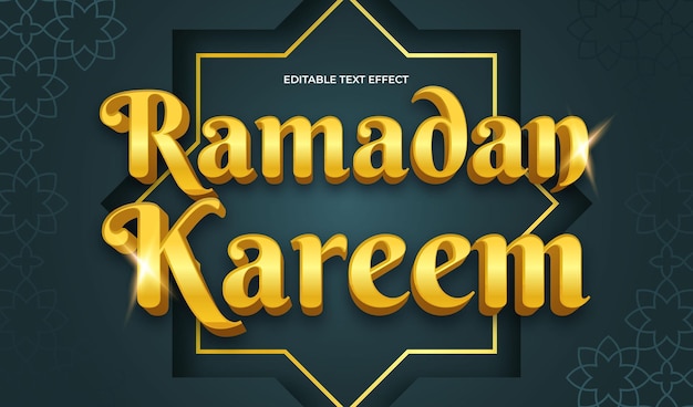 Vecteur effet de texte modifiable 3d brillant ramadan kareem or