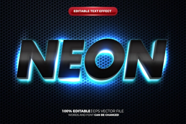 Effet De Texte Modifiable 3d Cinématique Néon Bleu Noir