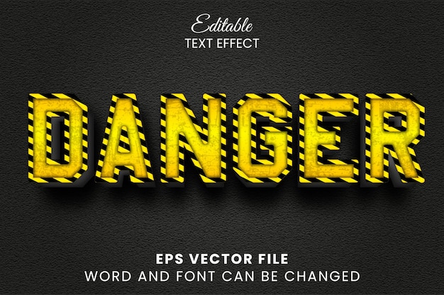 Effet De Texte Modifiable 3d De Danger Vectoriel