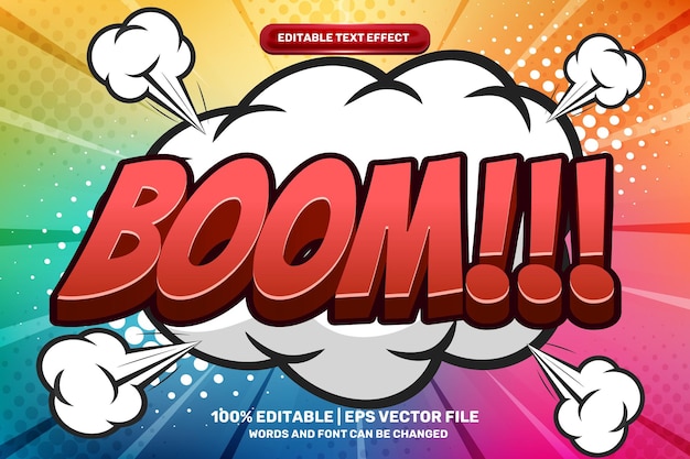 Effet De Texte Modifiable 3d De Dessin Animé Comique De Boom Avec Fond Comique En Demi-teintes