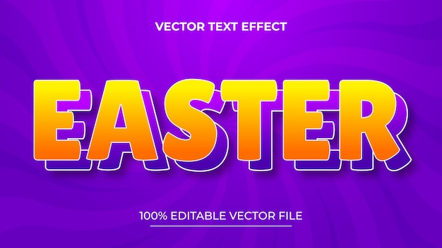 Effet de texte modifiable en 3D du dessin animé du jour de Pâques