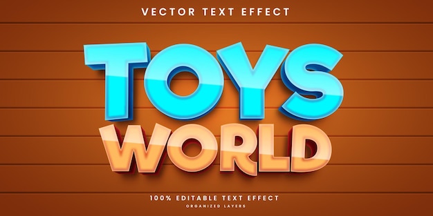 Vecteur effet de texte modifiable 3d du monde des jouets