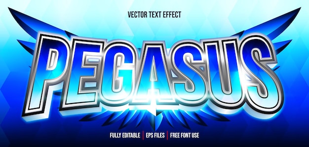 Vecteur effet de texte modifiable 3d de l'équipe pegasus esport
