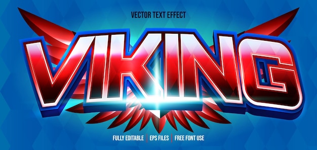 Vecteur effet de texte modifiable 3d de l'équipe viking esport