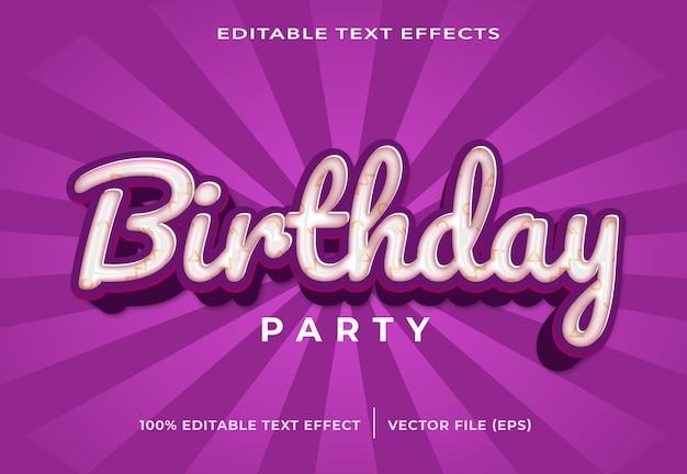 Vecteur effet de texte modifiable en 3d de la fête d'anniversaire