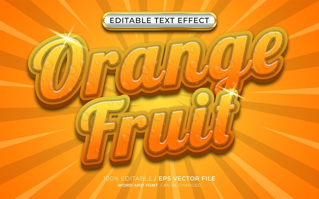 Effet De Texte Modifiable En 3d De Fruits Orange