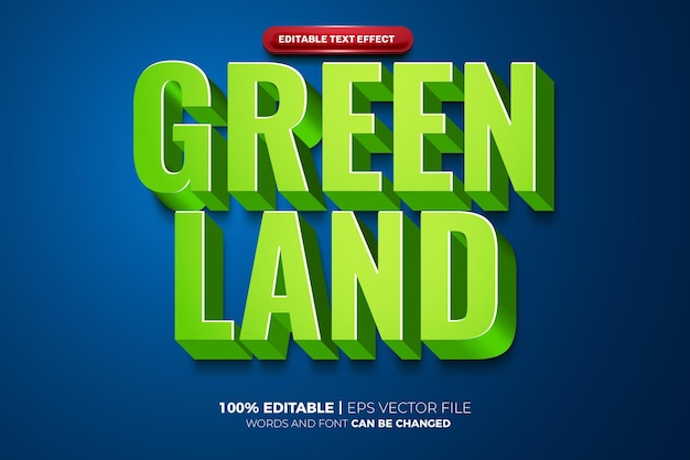 Effet De Texte Modifiable 3d Green Land Bold