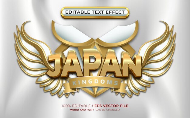 Effet de texte modifiable 3D Japan Gold avec emblème ailé