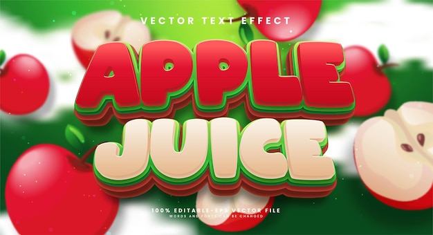 Effet De Texte Modifiable 3d De Jus De Pomme Avec Une Couleur Rouge Adaptée Au Concept De Fruits Tropicaux