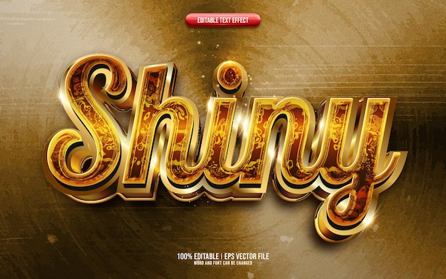 Effet de texte modifiable 3D or brillant