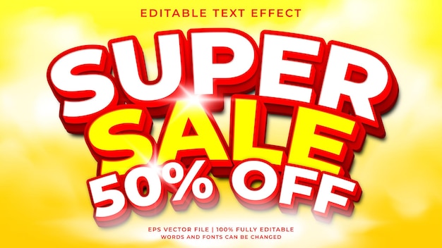 Effet de texte modifiable 3d de promotion de super vente